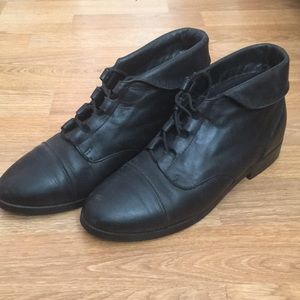 Genuine Black Leather Booties Size 6